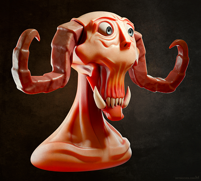 Demon bust 3d character demon design devil horror model rendering sculpture