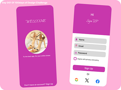 #001 #Daily UI Design Challenge Sign up page for a Shoe App 3d branding graphic design logo motion graphics ui