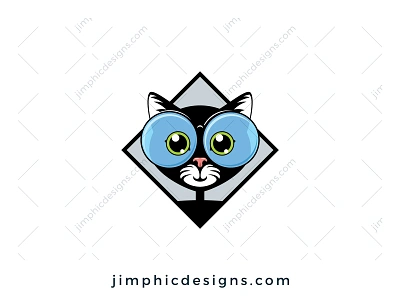 Geeky Cat Logo branding cat design glasses graphic design logo logo design pet vector