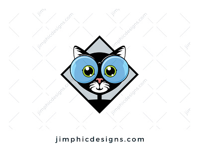 Geeky Cat Logo branding cat design glasses graphic design logo logo design pet vector