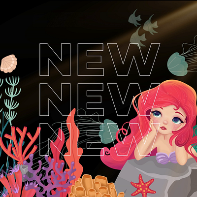 Mermaid design for children illustration jellyfish