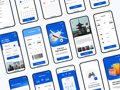 Flight Booking Mobile App 3d app application blue book branding clean design design flight graphic design illustration mobile app payment tickets travel ui uiux web3