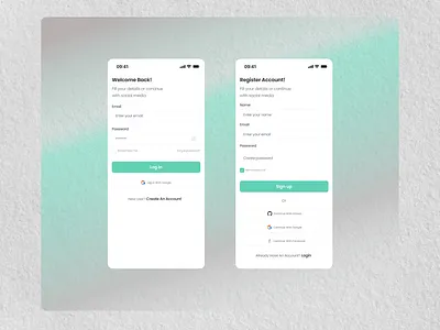 Clean Simple Login and Signup Screen Design. app design ui ux