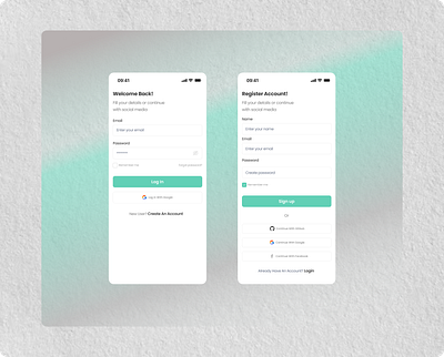 Clean Simple Login and Signup Screen Design. app design ui ux