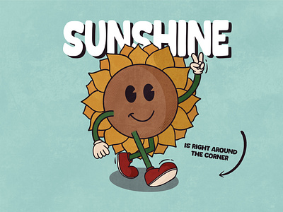 Sunflower | Illustration cartoon character cute digital art flower illustration mascot procreate retro retro character sunflower sunshine vintage