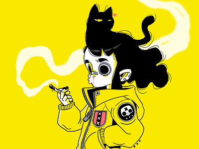 callejera cat characterdesign digitalart digitalillustration digitalwork girl illustration yellow
