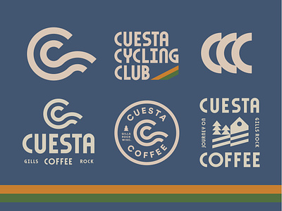 Cuesta Coffee badge bike branding coffee custom type cycling doorcounty illustration lockup logo monogram nature outdoors trees typography water wi wisconsin