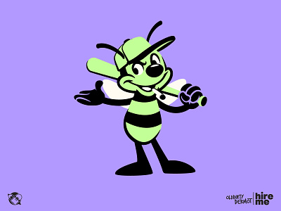 Bee Bat baseball bee character design graphics illustration t shirt design tee design vector vector design