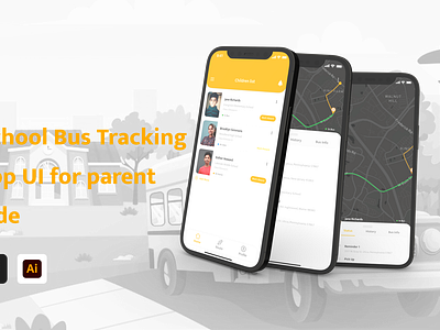 School Bus Tracking App UI, for parent side. appui schoolbus trackingapp ui uidesign uiuxdesign