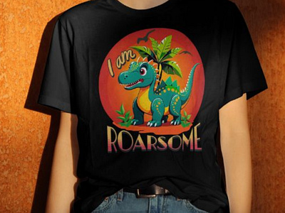 Cute Dinosaurs Who Loves Dinosaurs Puns I'm Roarsome School Tee branding cute dinosaur graphic design pun roar school