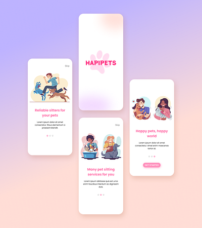 Pets sitting app - Onboarding UI Design onboarding onboarding pages ui uidesign