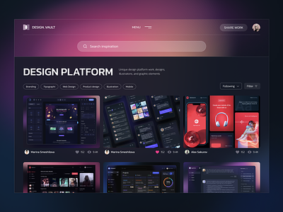 Design Valut | Design Platform art branding clean dark design design design case design dashboard design platform popular portfolio product top ui ux web design