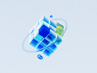3D data cubes 2d 3d ai artificial inteligence branding crypto design illustration web3