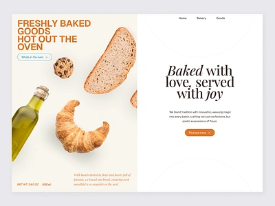 Bakery Website Design baked bakery bread clean cookie croissant elegant fancy landing page minimal orange ui web design