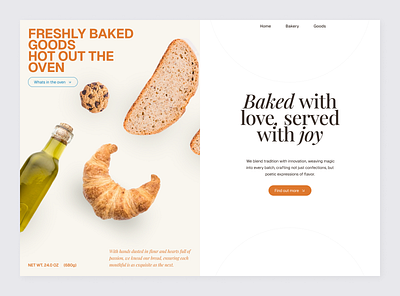 Bakery Website Design baked bakery bread clean cookie croissant elegant fancy landing page minimal orange ui web design