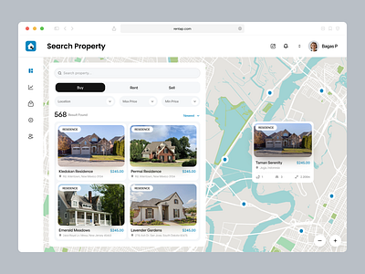 Rental App Dashboard apartment app clean design fireart home map rent search ui ux