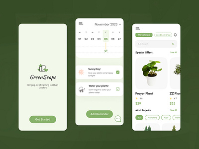 Plant App - GREENSCAPE android app design gardening green mobile plant plantation plants app tree ui ux