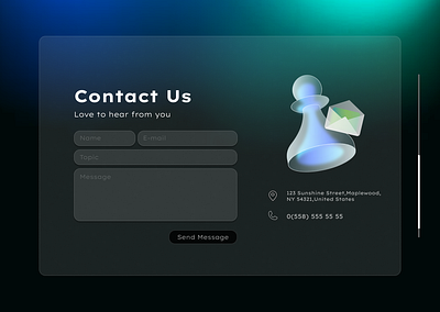 Daily UI Challenge #028 ; Contact Page 3d animation app branding challenge contact dailyui desginer design figma graphic design illustration logo motion graphics product tablet ui ux web