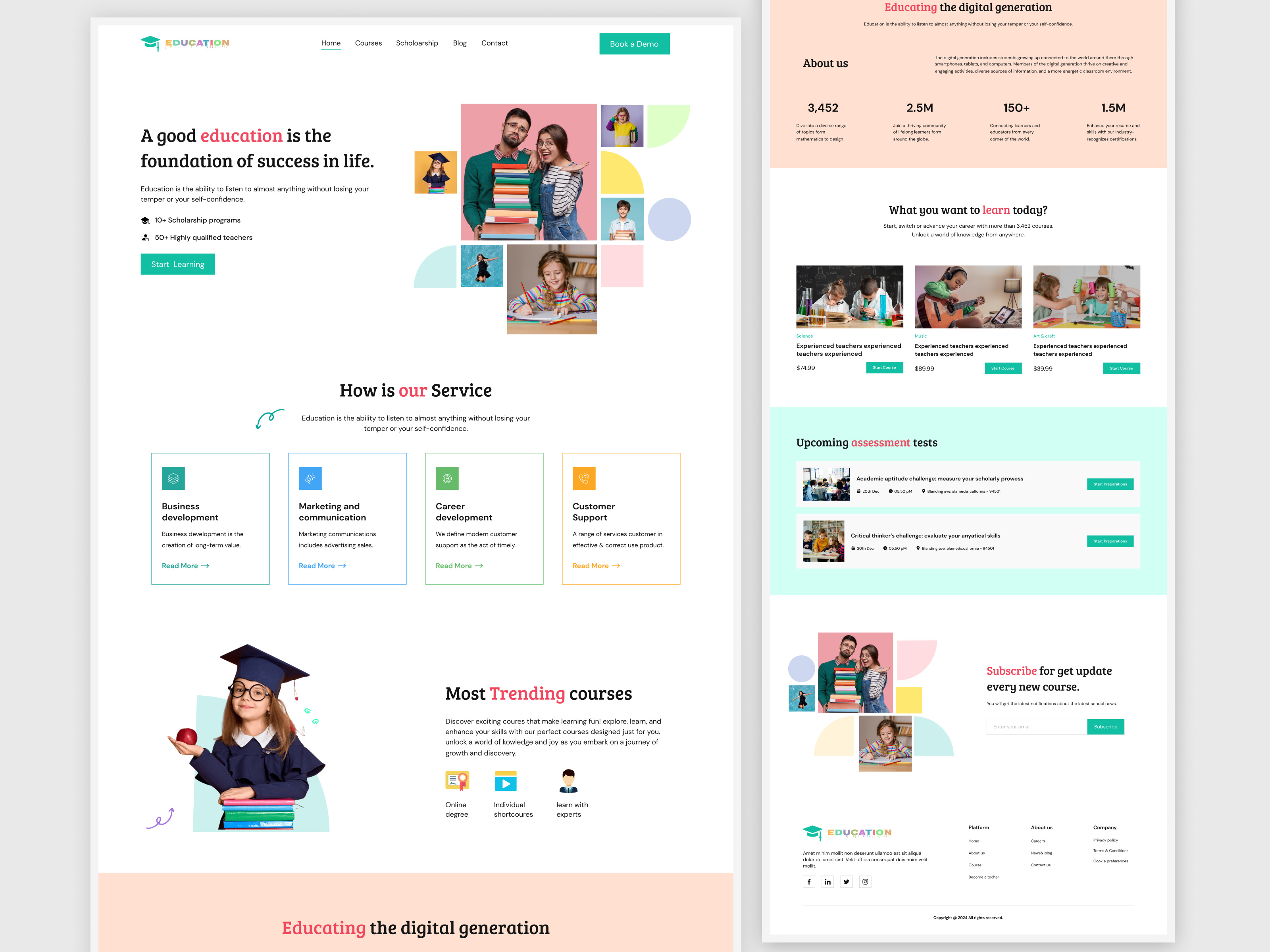 Online Education Website Design child development clean course platform e learning early learning homepage kids school kidslearning landing page learning platform online class online learning self growth study ui ux web design webpage website website design
