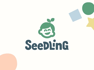 Seedling Therapies Logo branding children childrens custom fun hand lettered hand lettering happy icon kid kids logo logos medical occupational therapy playful retro seedling smiling therapy