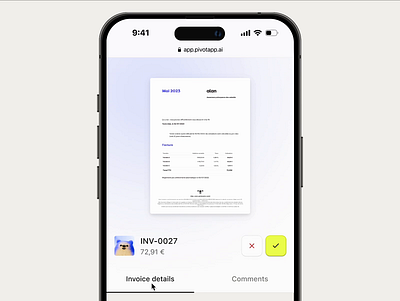 Invoice Approval on Mobile 📱 app comment design file finance fintech interface invoice minimal procurement product ui ux