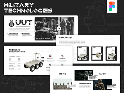UI/UX Design Website: Military Technologies army black and white figma landing page military technologies ui ui design ux web design website