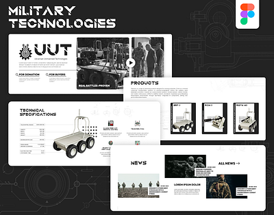 UI/UX Design Website: Military Technologies army black and white figma landing page military technologies ui ui design ux web design website