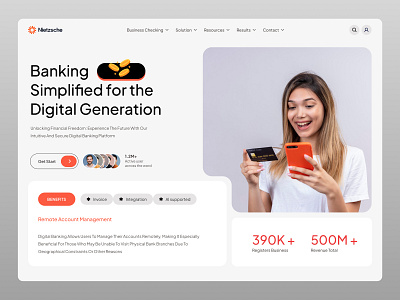 Digital Bank Website banking branding business colaboration credit card customer digital banking finance fintech landing page loan online banking saas startup transaction ui ux webdesign webpage website design