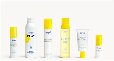 Supergoop! Rebranding branding cmf graphic design mechanicals packaging production