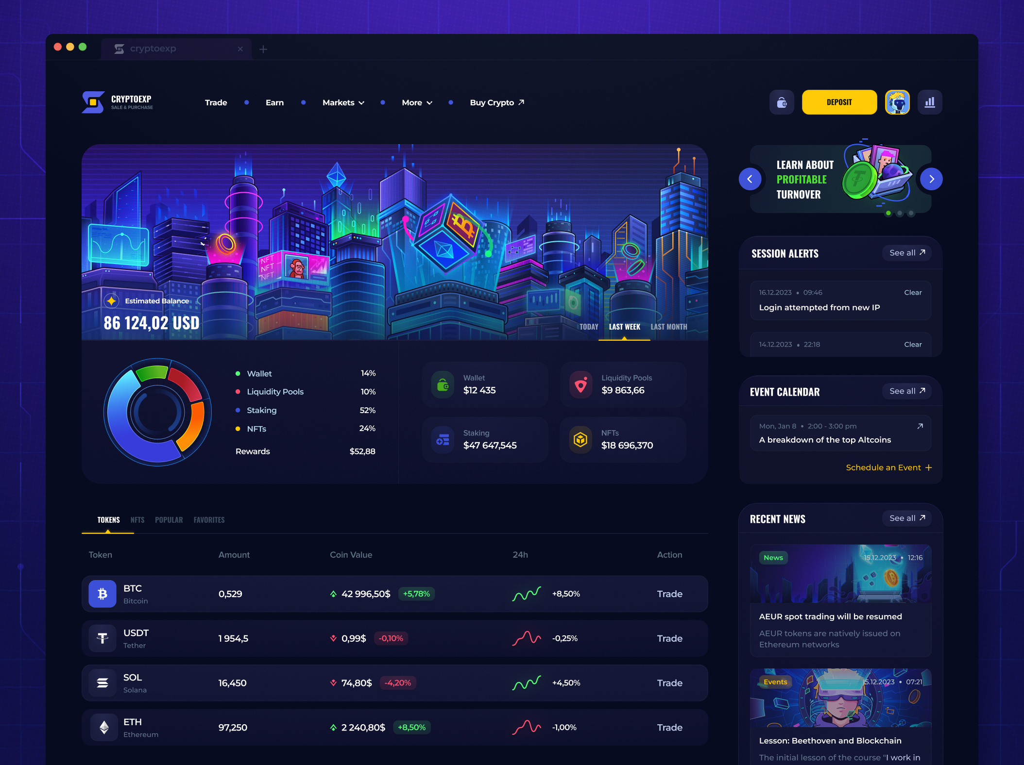 Example of Crypto Landing Page (+Mobile Version)