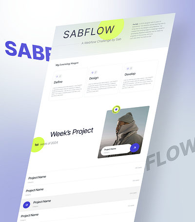 Sabflow - A personal Webflow Challenge interaction design landingpage no doce ui webflow website