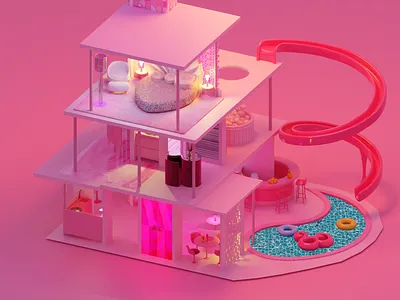 Barbie 3d barbie barbie house blender isometric