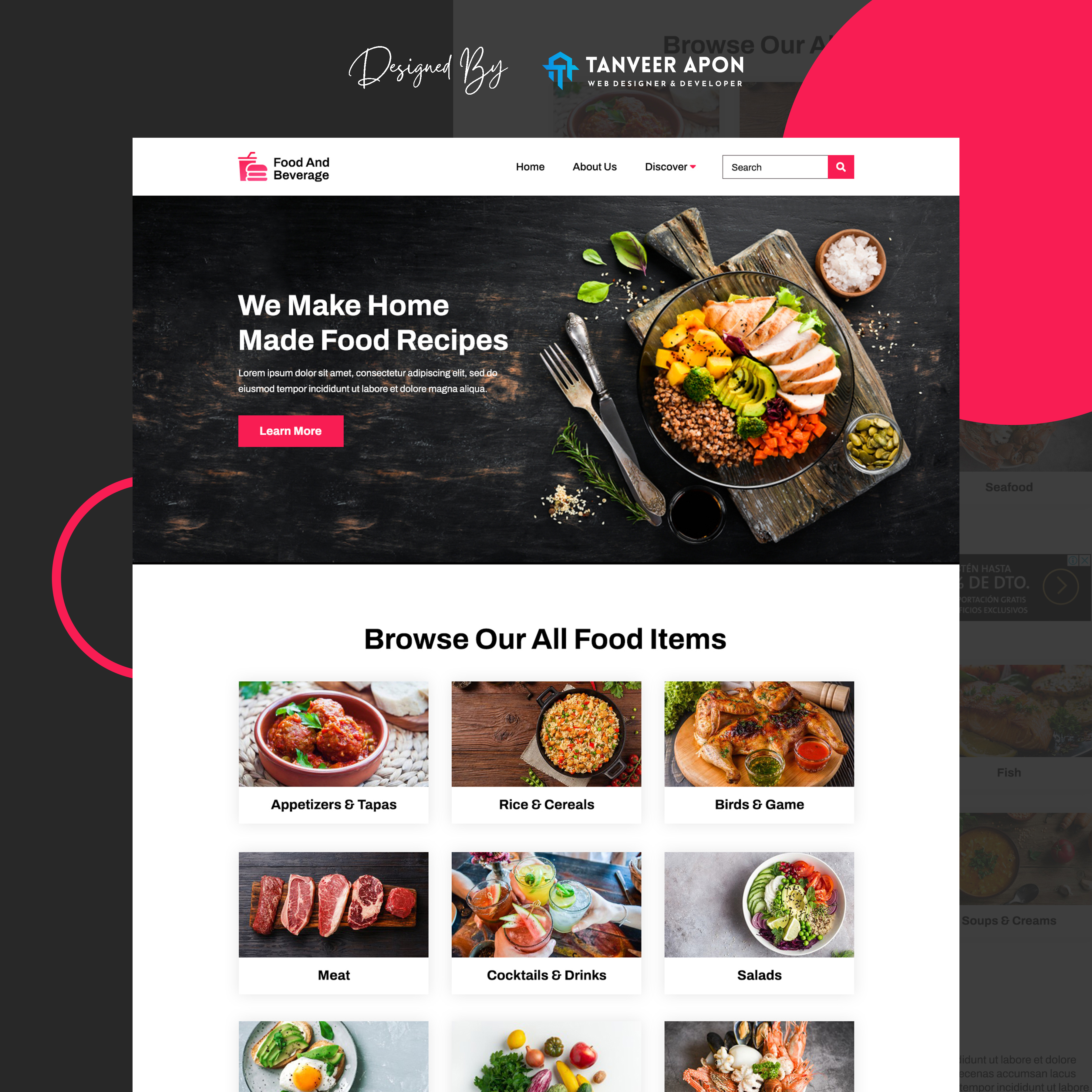 Food & Beverage Business - Website Design bar beverage design drink food landing page design restaurant theme ui ux web design web page design wordpress