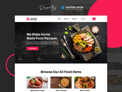 Food & Beverage Business - Website Design bar beverage design drink food landing page design restaurant theme ui ux web design web page design wordpress