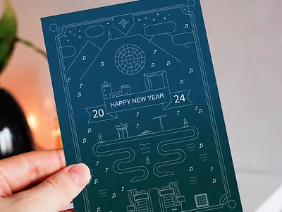Happy new year project card blue card ferrstudio illustration new year omni vector vector design
