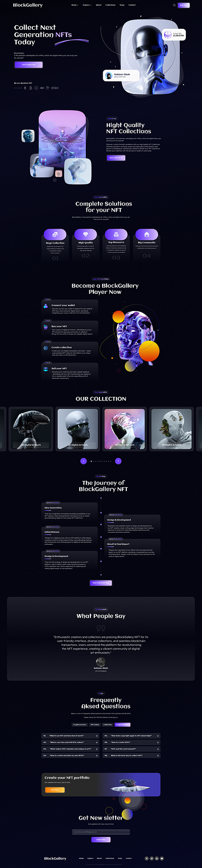 "Crypto BlockGallery [NFT] Website Concept" crypto langing page crypto website graphic design ui uxui