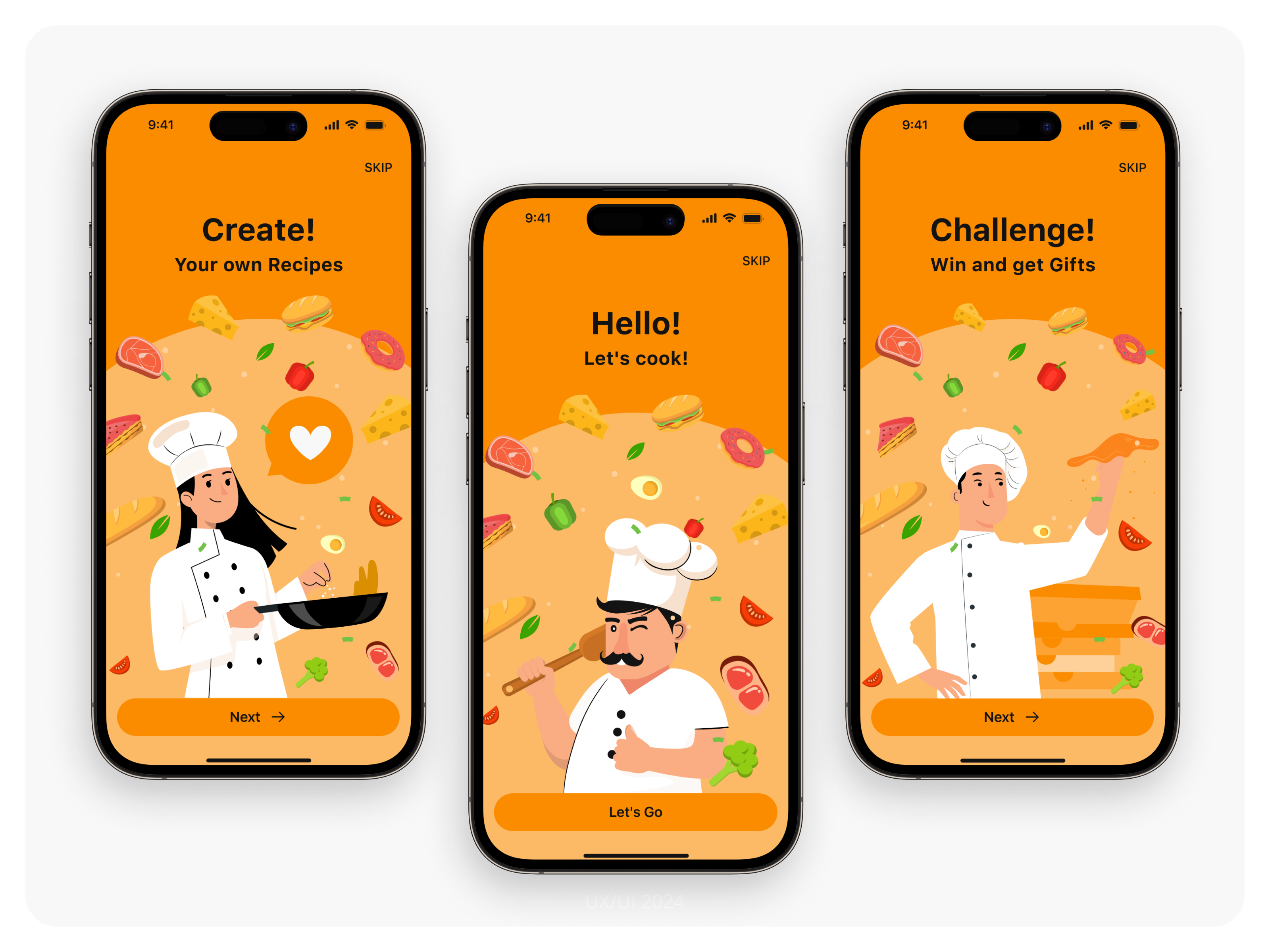 Example of Cooking App — Welcome Screens