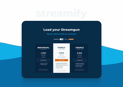 Streamify - Pricing plans mobile app ui design ui designer uiux design user experience user interface web design website website design