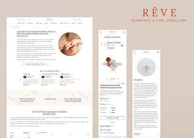 Reve. Diamonds & Fine Jewellery branding design graphic design illustration landing page shop typography ui ux vector