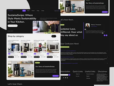 Discover Culinary Brilliance: SustainaSwipe dribbbleshowcase ecofriendlydesign kitchenappliances kitcheninnovation landingpage userexperience modernui sustainableliving ui uidesign userexperience userinterface