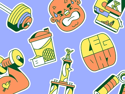 Leg Day gym illustration stickers