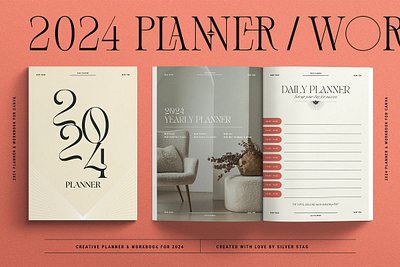 2024 Planner Workbook for Canva canva canva ebook pack canva ebook template canva template canva workbook magazine ad mockup magazine mockup newsletter page portfolio brochure us letter mockup