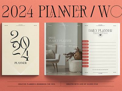 2024 Planner Workbook for Canva canva canva ebook pack canva ebook template canva template canva workbook magazine ad mockup magazine mockup newsletter page portfolio brochure us letter mockup