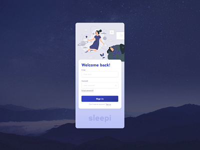 Sleep App Sign In Screen branding ui design ux design