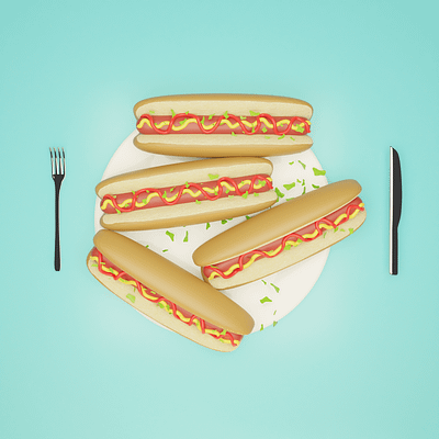 The tastiest and healthiest hot dog in town. 3d 3d model 3dart blender design foodart foodmodeling hot dog hotdog illustration modeling