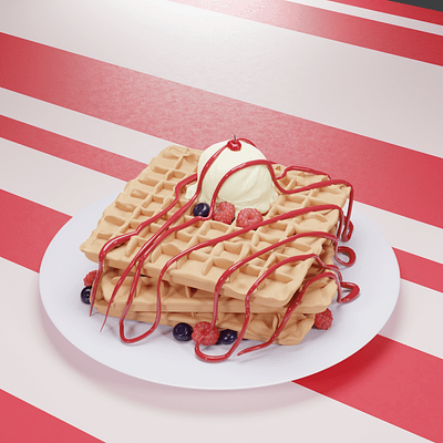 As long as there are waffles, I’m in 3d 3d model 3dart blender design foodart foodmodeling ice cream illustration modeling waffel waffels love