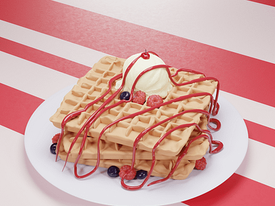 As long as there are waffles, I’m in 3d 3d model 3dart blender design foodart foodmodeling ice cream illustration modeling waffel waffels love