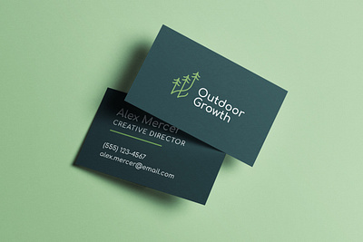 Logotype and Business Cards for Outdoor Growth Startup business card custom logo double sided design eco branding eco friendly cardstock eco friendly icons green aesthetics green design green innovation line design minimalist business cards nature inspired graphics organic imagery personalized icons professional card design renewable energy visuals save planet logo sustainable design tree cultivation tree logo