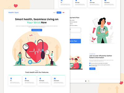 Health App - Health-Sync 🔁 apple design health health app home page ios landing page ui webapp website