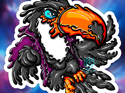 Drippy Toucan bird design graphic design illustration illustrator illymakes jacket procreate sticker toucan vector